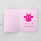 Wildflower Heet Roze Gingham Strik Das Foto Afstud Kaart (Binnen)