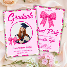 Wildflower Heet Roze Gingham Strik Diadem Afstudee