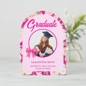 Wildflower Heet Roze Gingham Strik Diaproduct Afst Kaart (Staand voorkant)