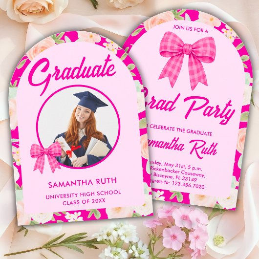 Wildflower Heet Roze Gingham Strik Diaproduct Afst Kaart
