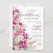 Wildflower Helder Roze Bloemen Meisje Baby shower Kaart (Voorkant)