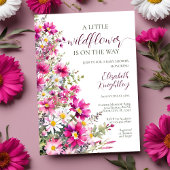 Wildflower Helder Roze Bloemen Meisje Baby shower Kaart