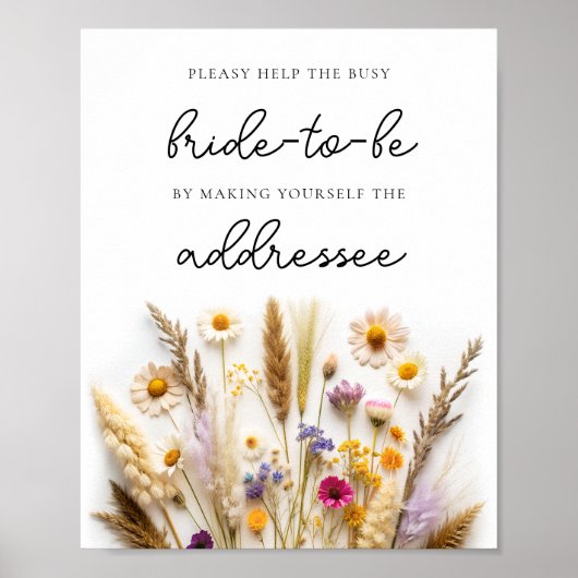 Wildflower Help de Drukke Bruid Adres en Envelop Poster (Voorkant)