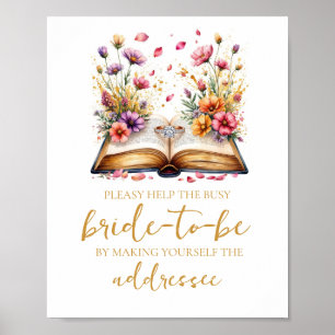 Wildflower Help de Drukke Bruid Adres en Envelop Poster