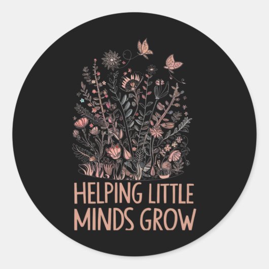 Wildflower Helping Little Minds Grow Teacher Back Ronde Sticker (Voorkant)