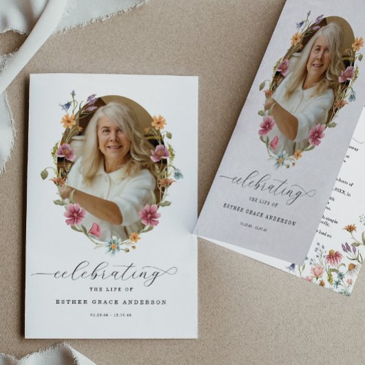Wildflower-herdenkingsdienst Funeral Programma Flyer