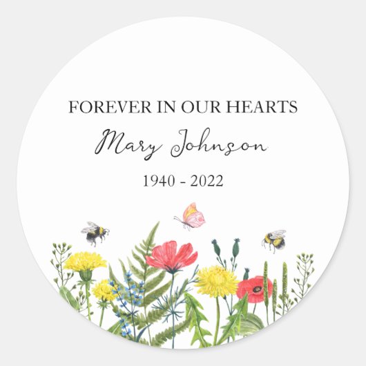 Wildflower-herdenkingsdienst Ronde Sticker (Voorkant)