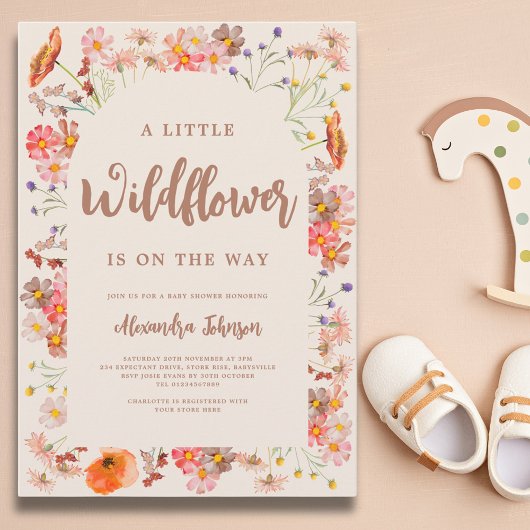 Wildflower Herfst Baby shower Kaart
