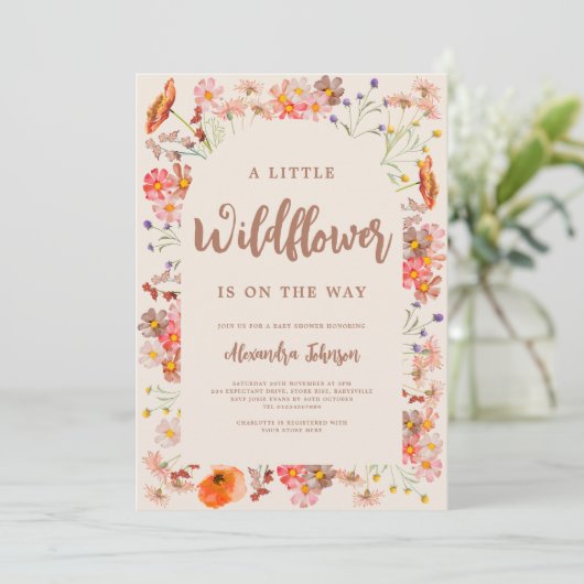 Wildflower Herfst Baby shower Kaart (Staand voorkant)
