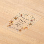 Wildflower Herfst Bloemenboog bruiloft Acryl Uitnodigingen (Laagn)