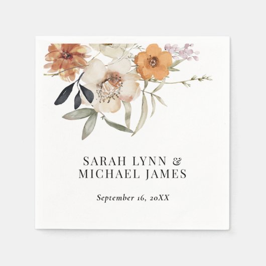 Wildflower herfst bruiloft papier servet (Voorkant)