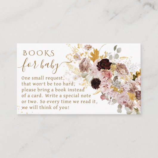 Wildflower Herfst Elegant Baby Meisje Doucheboeken Informatiekaartje (Voorkant)