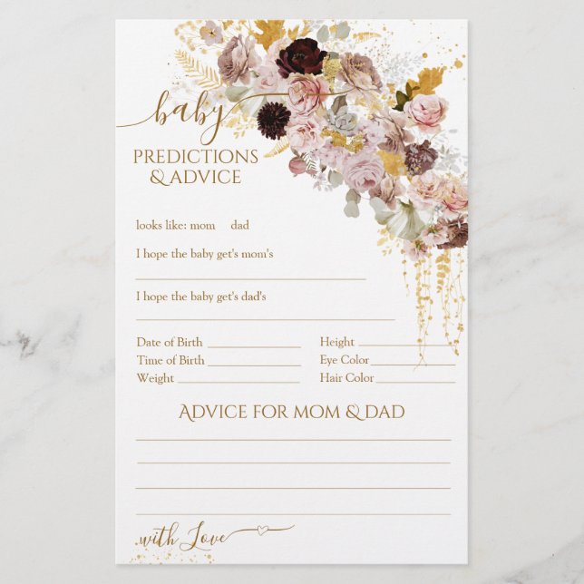 Wildflower Herfst Elegant Baby shower spel (Voorkant)