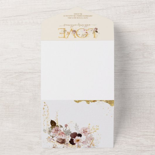 Wildflower Herfst Elegant Goud Baby Meisje Douche All In One Uitnodiging (Buitenkant)