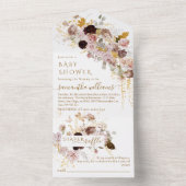 Wildflower Herfst Elegant Goud Baby Meisje Douche All In One Uitnodiging (Binnen)
