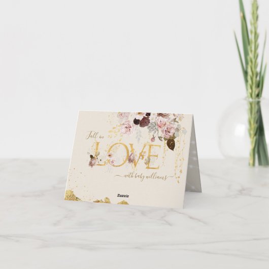 Wildflower Herfst Elegant Goud Baby Meisje Douche Bedankkaart (Achterkant)