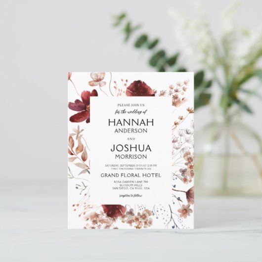 Wildflower Herfst Foto Instagram Huwelijksuitnodig (Staand voorkant)