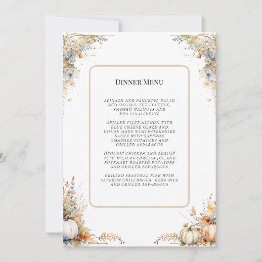 Wildflower Herfst Herfst Bloemen Bladgroen Bruilof Kaart (Voorkant)