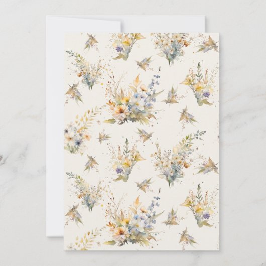 Wildflower Herfst Herfst Bloemen Bladgroen Bruilof Kaart (Achterkant)