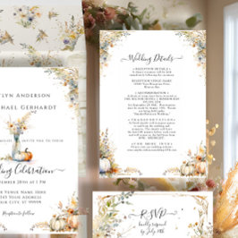 Wildflower Herfst Herfst Bloemen Bladgroen Bruilof Kaart