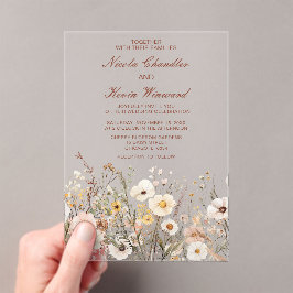 Wildflower Herfst Herfst Bloemenbruiloft Acryl Uitnodigingen