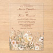 Wildflower Herfst Herfst Bloemenbruiloft Acryl Uitnodigingen (Voorkant)