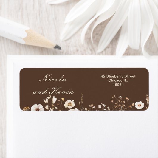 Wildflower Herfst Herfst Bloemenbruiloft Etiket (Insitu)