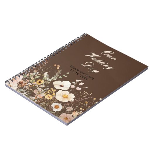 Wildflower Herfst Herfst Bloemenbruiloft Notitieboek (Linkerzijde)