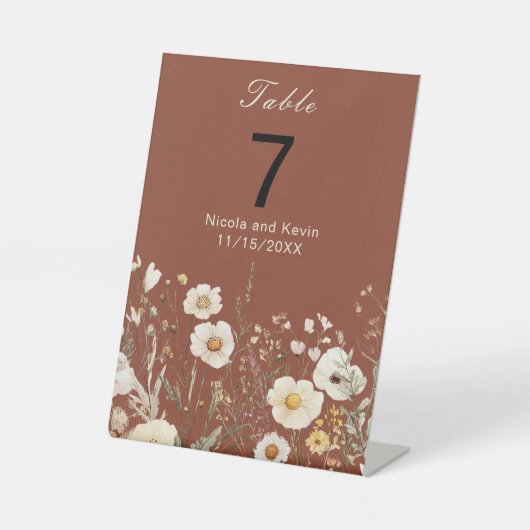 Wildflower Herfst Herfst Bloemenbruiloft Reclamebord Met Voetstuk (Voorkant)