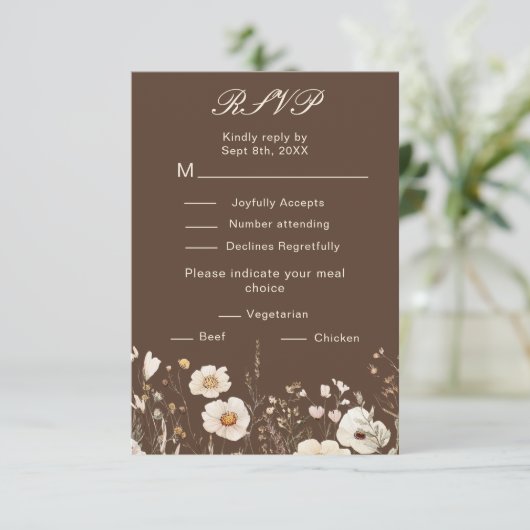 Wildflower Herfst Herfst Bloemenbruiloft RSVP Kaartje (Staand voorkant)