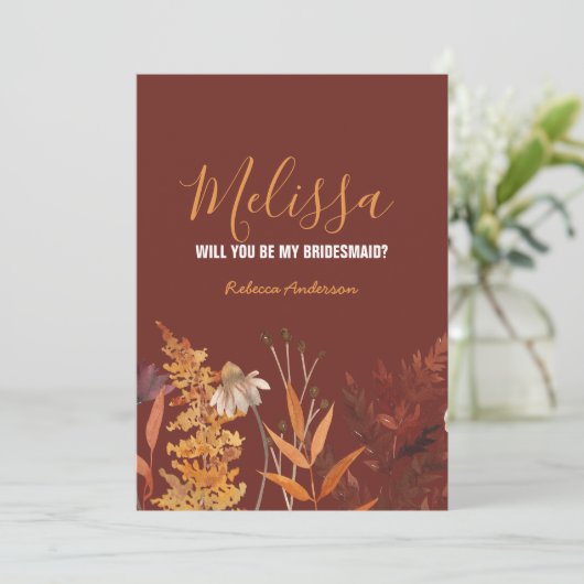 Wildflower herfst Herfst zal je mijn bruidsmeisje  Kaart (Staand voorkant)