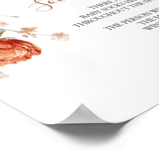 Wildflower Herfst in Liefde Baby shower Baby Sock Poster (Hoek)