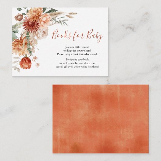 Wildflower Herfst in Liefde Baby shower Boeken voo Informatiekaartje (Voorkant / Achterkant)