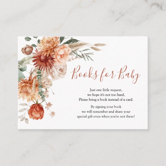 Wildflower Herfst in Liefde Baby shower Boeken voo Informatiekaartje (Voorkant)