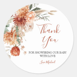 Wildflower Herfst in Liefde Baby shower Dank U Ronde Sticker