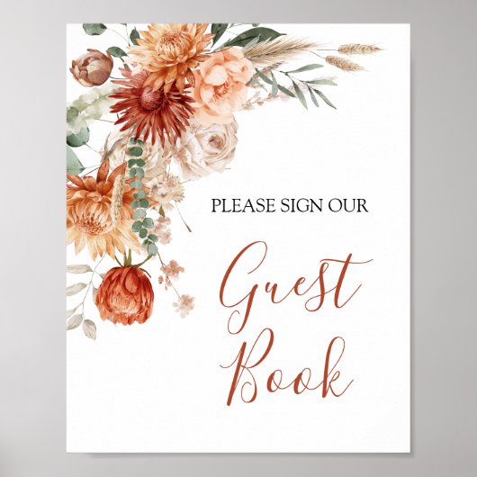 Wildflower Herfst in Liefde Baby shower Gastboek Poster (Voorkant)