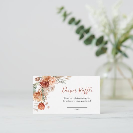 Wildflower Herfst in Liefde Baby shower Luier Raff Informatiekaartje (Staand voorkant)