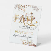 Wildflower Herfst in Liefde Elegant Baby shower we Reclamebord Met Voetstuk (Voorkant)