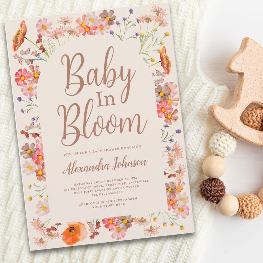 Wildflower Herfst Meisje Baby shower Kaart