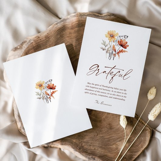 Wildflower Herfst Moderne Elegante Thanksgiving Feestdagenkaart