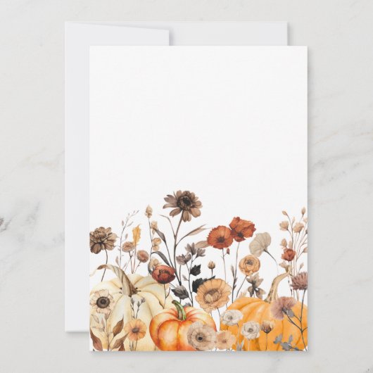 Wildflower Herfst pompoen Baby shower Kaart (Achterkant)