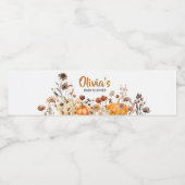 Wildflower Herfst pompoen Baby shower Waterfles Etiket (Enkel label)