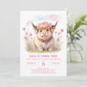 Wildflower Highland Koe Bliss Meisje Verjaardag Kaart (Staand voorkant)