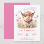 Wildflower Highland Koe Bliss Meisje Verjaardag Kaart (Voorkant / Achterkant)