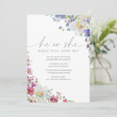 Wildflower Hij of Zij Elegant Geslacht Onthullen Kaart (Staand voorkant)
