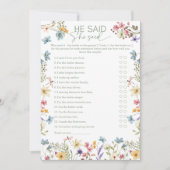 Wildflower Hij zei dat ze Vrijgezellenfeest Game z Kaart (Voorkant)