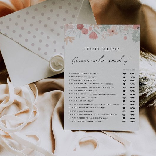 Wildflower Hij zei dat ze zei schoenenspel Sjabloo Kaart