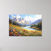 Wildflower Hillside met uitzicht op Crystal River Canvas Afdruk (Voorkant)