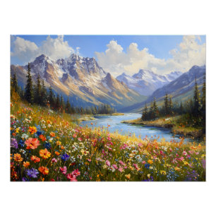 Wildflower Hillside met uitzicht op Crystal River Perfect Poster