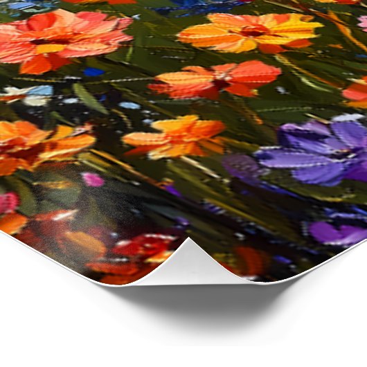 Wildflower Hillside met uitzicht op Crystal River Perfect Poster (Hoek)